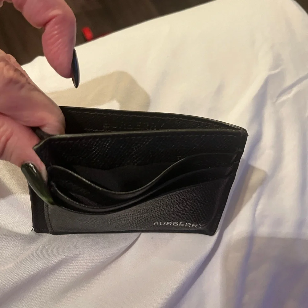 Burberry Black Textured Leather Card Holder unisex